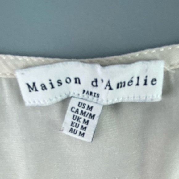 Maison D’Amelie Paris Champagne Cream Smocked Puff Sleeve Blouse Women’s Medium - Picture 5 of 12